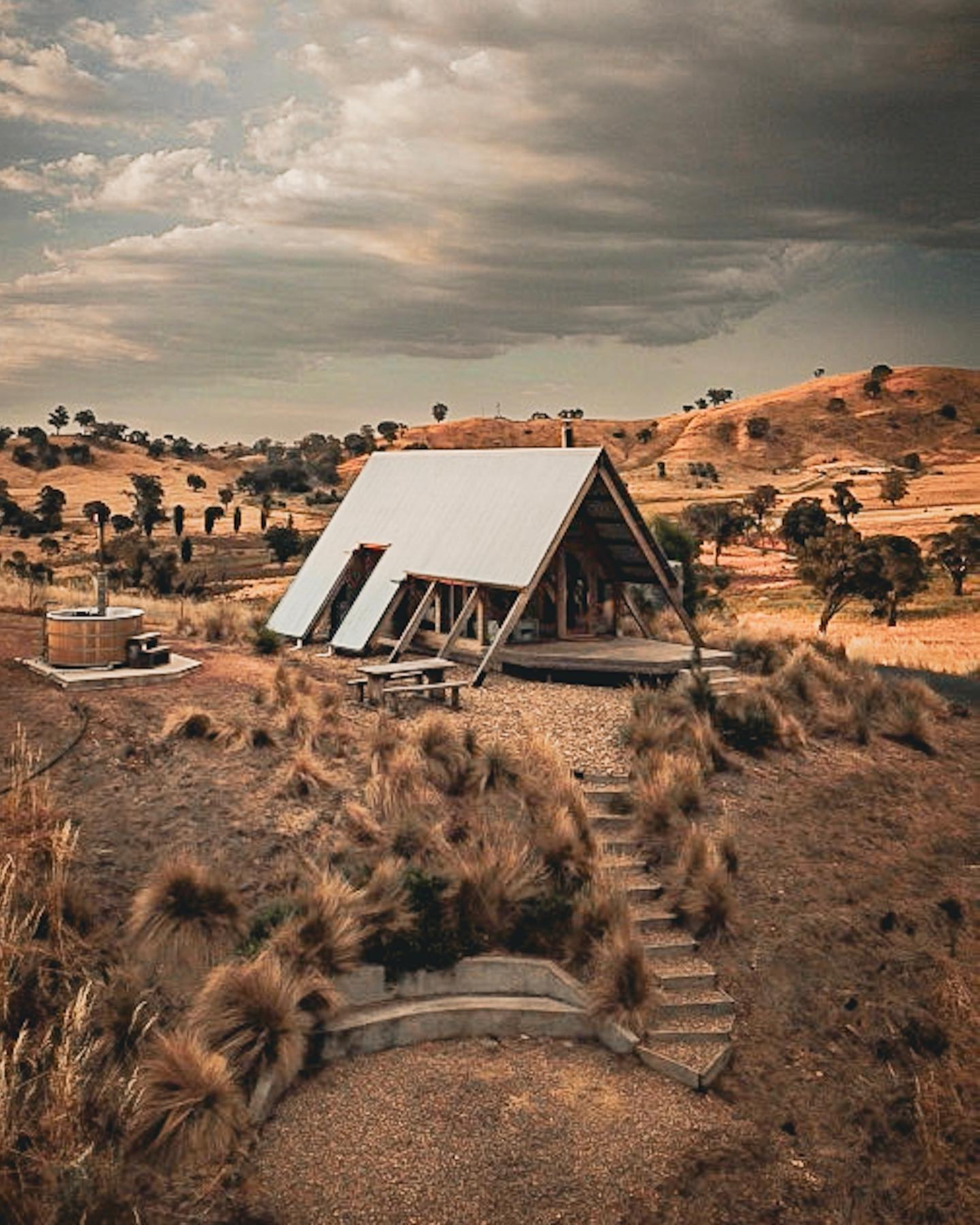 Fergo's hut sits high on a hill above the river.