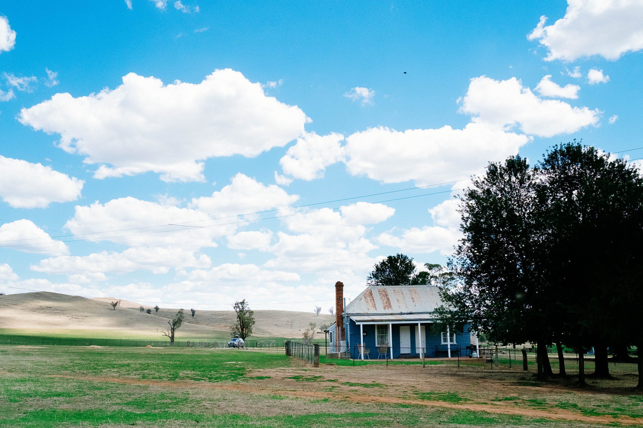 cute little farm stay cottage in rural farm Kimo Estate in the autumn after some rain