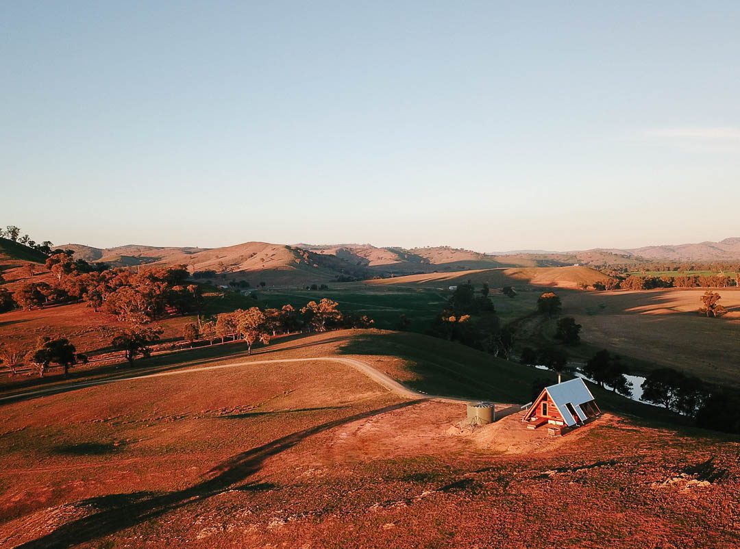 Off Grid A-Frame Cabin accommodation at Kimo Estate Gundagai NSW