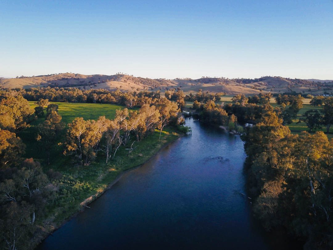 The Murrumbidgee river at Kimo Estate from a drone