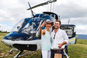 Helicopter Tour with a couple taking a photo