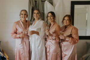 the girls getting ready for the wedding