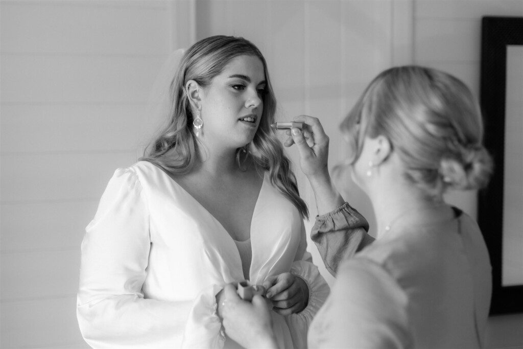 Bride doing the finishing touches