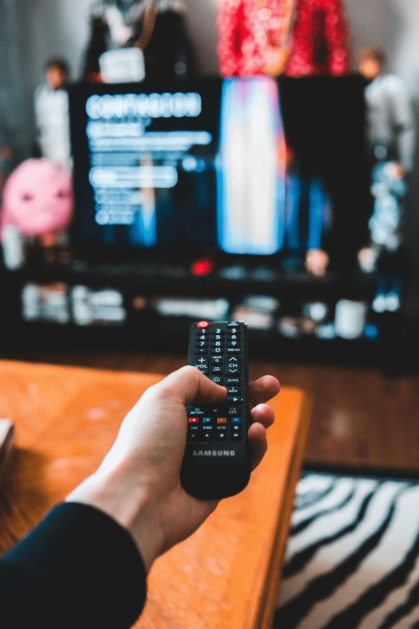 remote pointed at TV