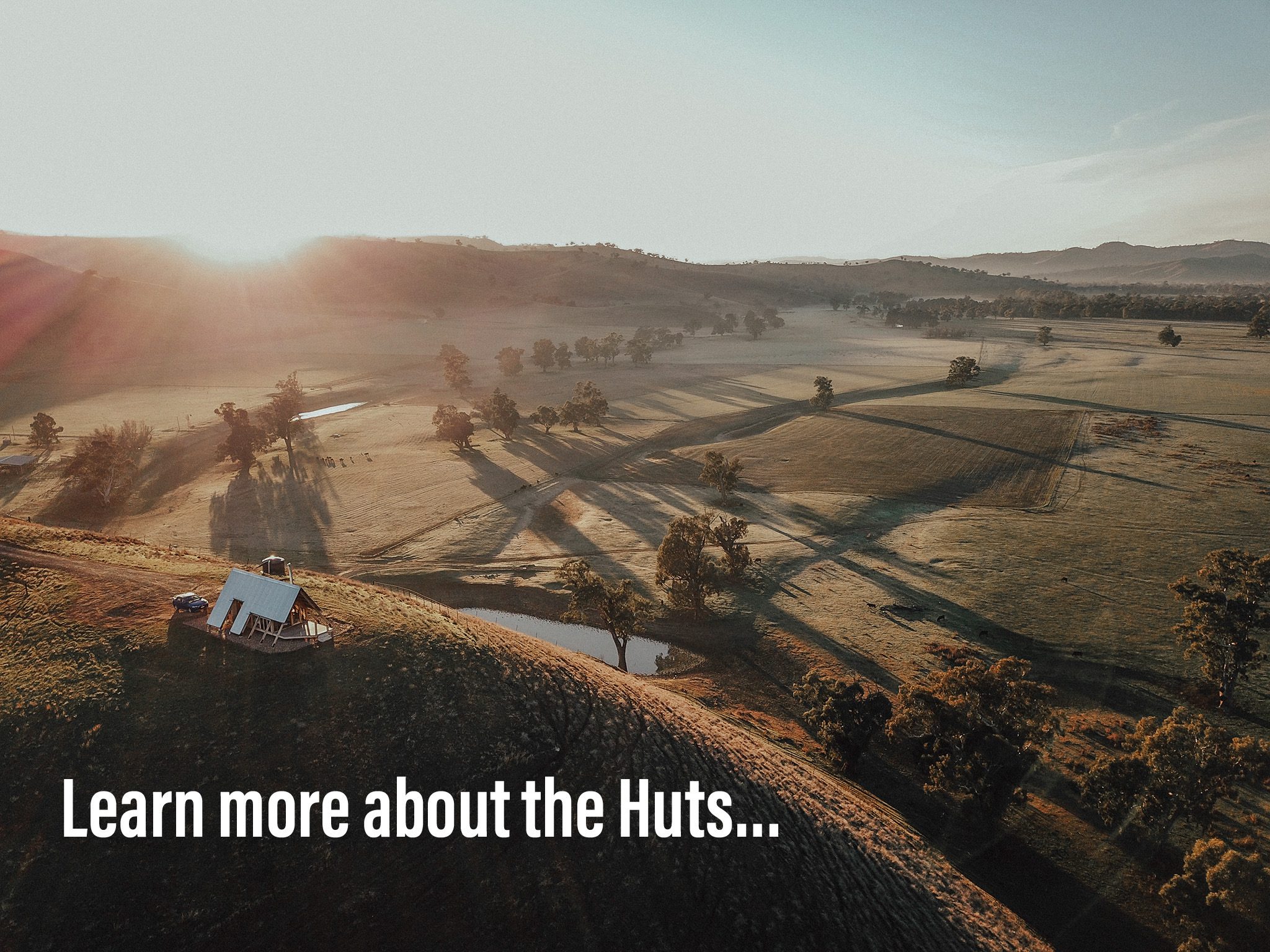 An eco hut at Kimo Estate on a hill in Gundagai